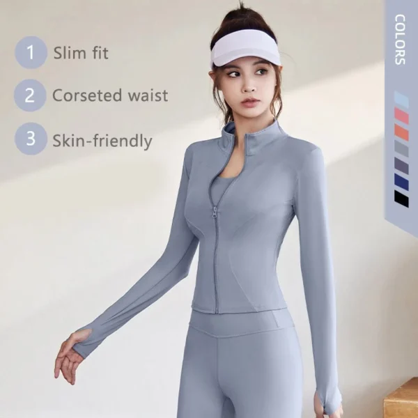 cn-11134207-7ras8-md9u89k0ly4g48.webp FUYOGI Sport Jacket Women Yoga Tops Zipper Long Sleeve Tight Fitness Running Gym Workout