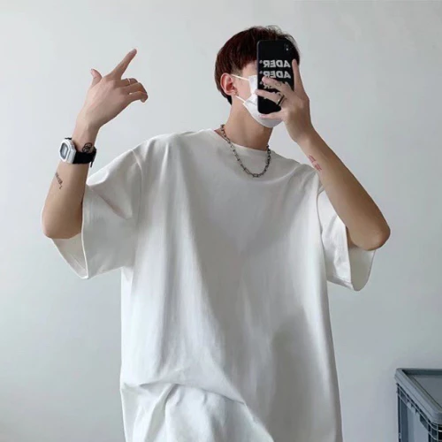 my-11134207-7r98p-lqeo9ha5e8n233.webp Men Oversize Tshirt Round Neck Couple Summer Korean Half Sleeve Man Top Short Sleeve Plain Shirt
