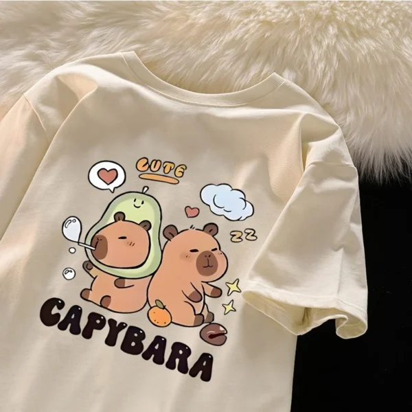 my-11134207-7rasl-ma50rfg8pbw90a.webp Korean women clothing Oversized Tshirt cotton Capibara stylish casual tops