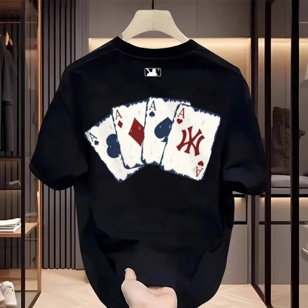 my-11134207-7rasm-md03wry4jp67d7-2.webp T-shirt Clothing Short Collar Cotton Fabric Trendy Men Women Cotton Fabric Poker Pattern