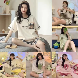 my-11134207-820ld-mgow2d3ot1c9cd.webp New style shortsleeved thin style loose pajamas for women twopiece set