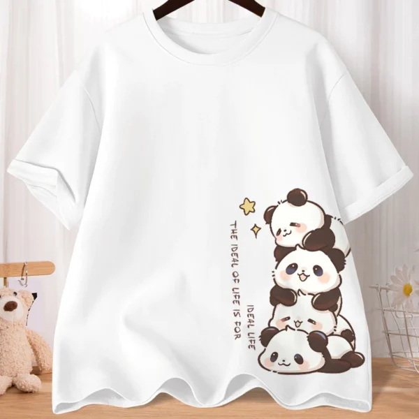 sg-11134201-7rdvv-lyzzdfj8kj3r94.webp Summer Cartoon Cute National Treasure Panda Sweet Printed Short Sleeve Tshirt Womens Loose Leisure Youth Student Half Sleeve Soft Bottom Oversized Shirt Top