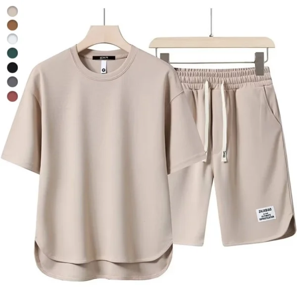 sg-11134201-7rdxa-m0cxv8bj12m2b4.webp Summer New Waffle Plain Tshirt and Shorts Quick Dry Loose Comfort Sports Home Suit