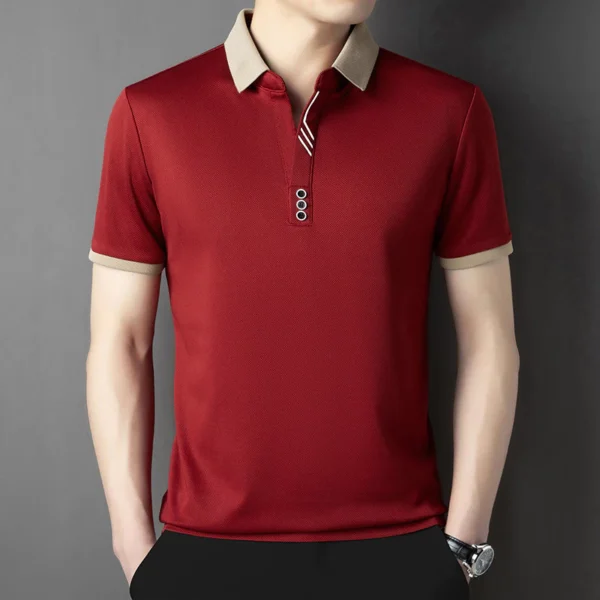 High End Summer Lapel Short Sleeved Shirt Mens Skin Friendly Breathable Casual Shirt All Match Trendy Top