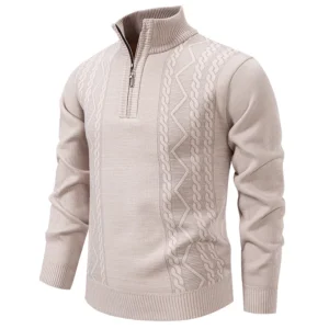 sg-11134201-81zwv-miiquki9jqx4ea.webp Stand Up Collar Half Zipper Sweater Sweater Men Loose Casual Solid Color Warm Bottoming Shirt Mens Sweater