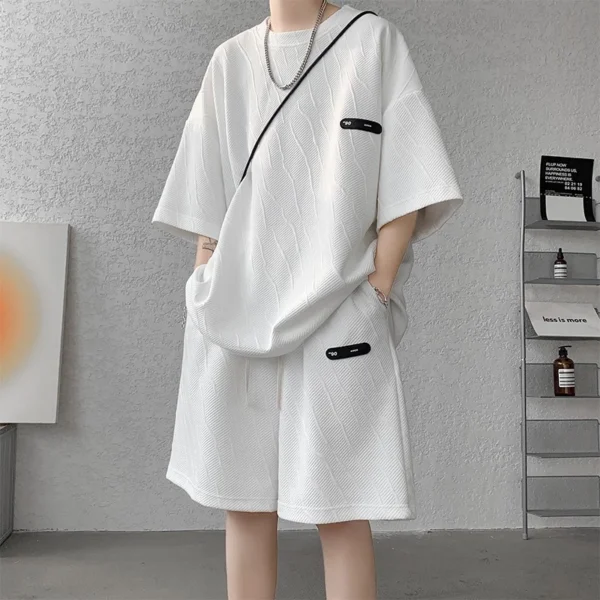 Short Sleeve Tshirt Set Men fashion Korean style casual summer loose two piece sets