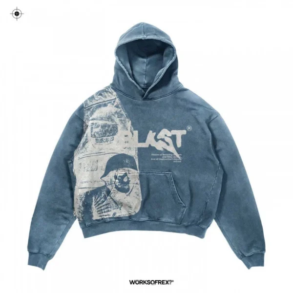 Casual Letters Explosion Print Mens Clothing Skull Fashion Hoodie Men Harajuku Retro