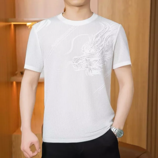 sg-11134201-82611-mjwumbazlo1s7e.webp Summer Ice Silk Round Neck Short Sleeved Shirt Mens Bamboo Mesh Breathable Thin Half Sleeve Slim Fit Printed Quick Drying Top