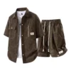 Mens Large Size Summer Tie Dye Suit Tooling Casual Fashion Trend High End Feeling Two Sets Mens Clothing Matching