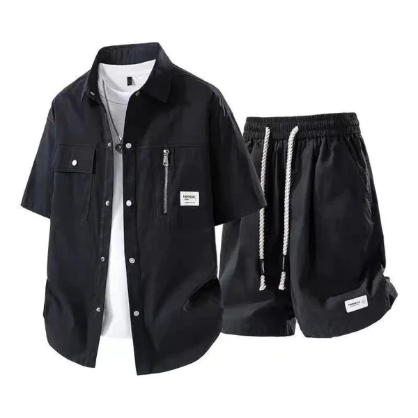 Mens Large Size Summer Tie Dye Suit Tooling Casual Fashion Trend High End Feeling Two Sets Mens Clothing Matching