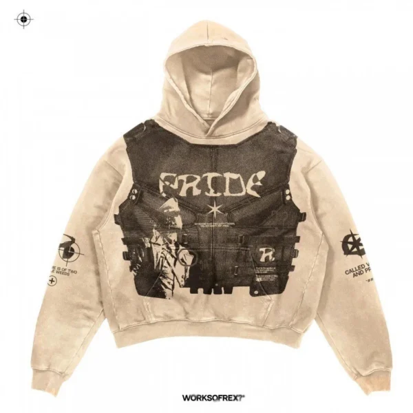 Casual Letters Explosion Print Mens Clothing Skull Fashion Hoodie Men Harajuku Retro
